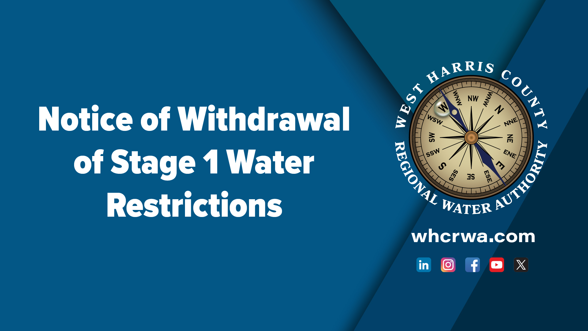 Notice of Withdrawal of Stage 1 Water Restrictions